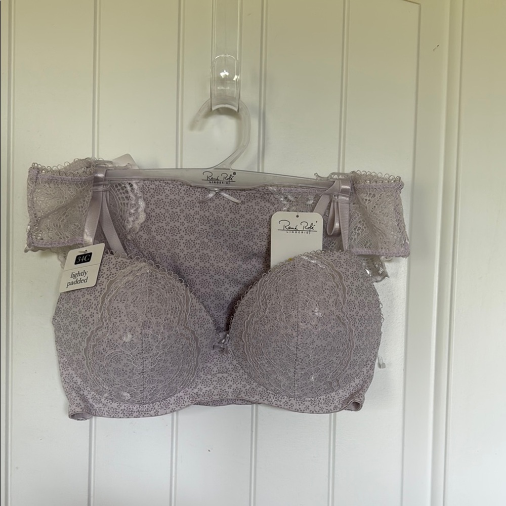 Rene Rolfe Lavender Lace Underwire Bra Set